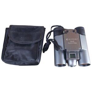 Barska 10x25 Point 'n View Digital Camera Binoculars w/ Case & Strap Silver